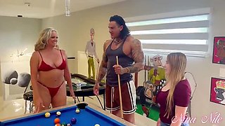 MILF Nina Nite Fucks Stepdaughter and Boyfriend Threesome - Big Tits Blowjob & Cumshot