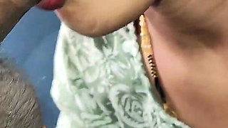 Indian Desi Wife Blowjob Sucking Cumshot on Neck in Bathroom