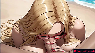 Gol Beautiful Blonde BJ Beach Cartoon
