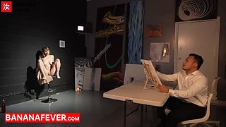 Angel Youngs Huge Natural Tits Balloons Can't Stop Bouncing on Asian Male Artist's Face AMWF