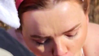 Polish Rabbit Fucked in the Field. He Sucks Cock Until He Cums on His Tits