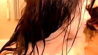 Small titted brunette teen fingering on the bed