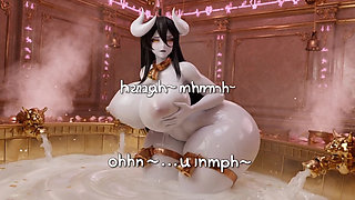 Albedo Demon Queen Bath Episode 3 - Massive Tits Soapy Play & Wet Pussy Tease