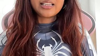 Small desi girl Mia Z masturbates and reacts to hentai