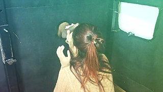 Fetish wife takes cum in mouth first time in the house of suwing gloryhole