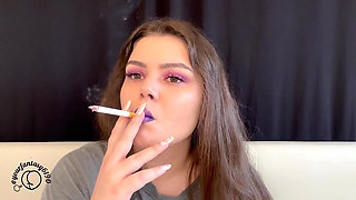 Purple Smoke Seduction: Close-up Vaping & Smoking