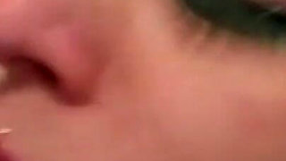 Sultry Brunette Deepthroats Pulsing Cock with Dripping Spit