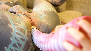Vintage Van Fuck Inked Girl DESTROYS Her Ass with Massive Toy