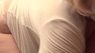 Anal Sex Toy Inside Asshole, as Curvy MILF Mops Floor and Cums. a Big Butt in White Panties Doggy Style.