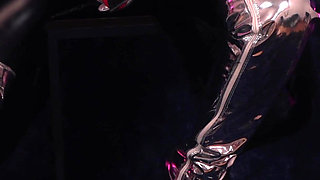 Fur femdom POV in French: Chastity and strap-on