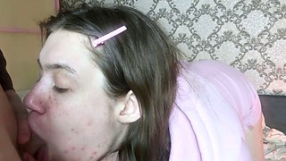 SHE SWALLOWS COMPLETELY - the cutie is not shy about being