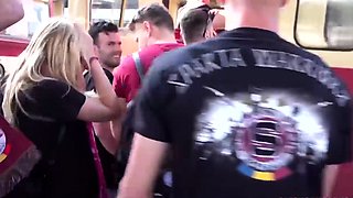 Busty Blonde Pikup A Train And Get Gang Banged