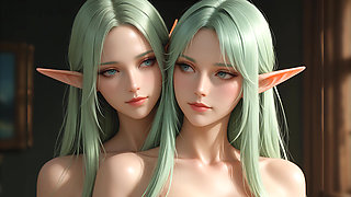 Lustrender Slideshow: Beautiful Nude Elf Head Turn Right Art - Ai Video