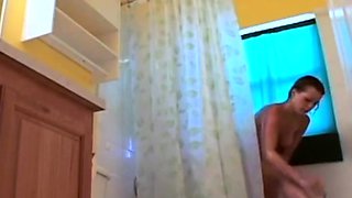 Stepdaughter 21 shaves pussy in shower (voyeur)