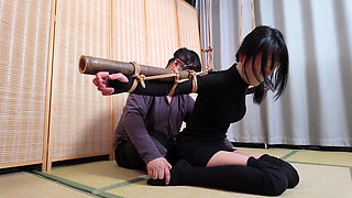 Xr40-a Girl in Black Stocking Is Tied to a Cross