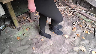 Very Hard Pussy and Tit Slapping the Shed