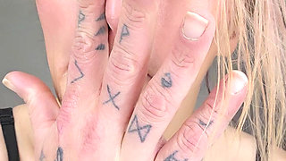 Petite trans cumslut plays with vibrator