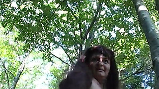 Dirty Brunette Fingers Her Pussy in a Park