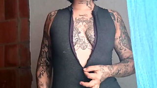 Sexy artisan crochet touches her tits