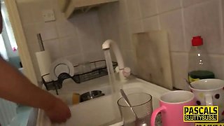 Deep throated cougar victim gets wam and anally fucked