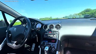 Sex IN PUBLIC! DEEPTHROAT in convertible and RIDING big