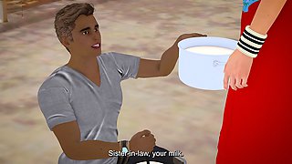 Chubby Indian bhabhi gets double teamed by her landlord and milkman in animated gangbang