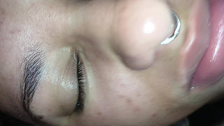 CREAMPIE ON HER SLUT FACE, SHE LOVES IT