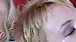 Blonde Sex Gang Bang with Cum Flood