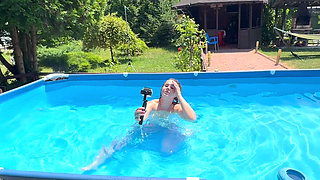 Dildo Fuck and Dildo Blowjob While Holding My Breath Underwater in Pool