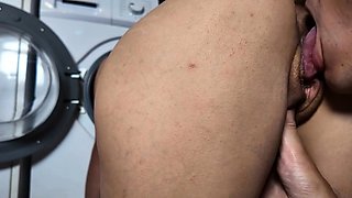 Big-Assed Stepmom Gets Fucked and Creampied in the Washing M