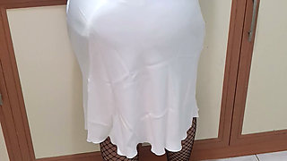 White nightgown fishnet stockings, this is the woman I'm looking for