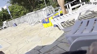 Big Booty MILF Jane R Helps Me Cum By Public Pool - Outdoor Handjob & Big Natural Tits
