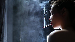 A Little Bit Naked Smoking Girl