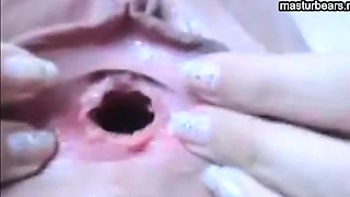Rubbing my huge clit, my pussy gaping wide