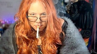Smoking Brazilian Saggy Tits Redhead Goddess in Fur and Latex - Dancing to My Music