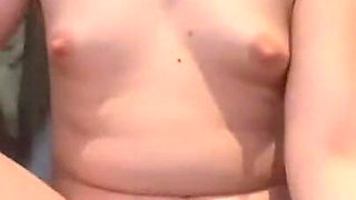 Girl Pours Milk on Herself and Masturbates