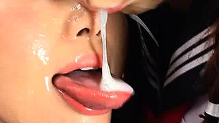 Japanese Asian mature giving blowjob to lucky guy