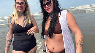 On the Beach My Wife and I Invited a Beachgirl to Fuck She Accepted Because She Was Very Horny! She Has a Pink Pussy