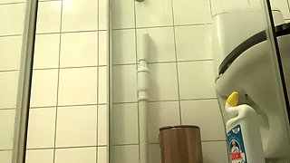 Big Boobed Blonde Masturbates With A Dildo In The Bathroom