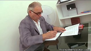 Aged gorgeous teacher fucks younger college girl and frosts jugs with jizz