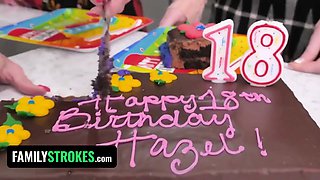 Little eighteen years old beauty pounds sales agent under step-mother and stepdad's guidance