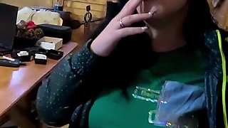 Green Downjacket Tease Smoking, Humiliation & Messy Cum Play