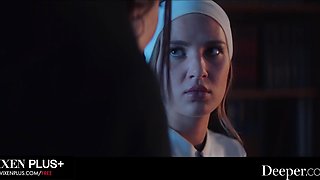 Sexy busty teen nun Kenna James in hardcore BBC interracial gangbang