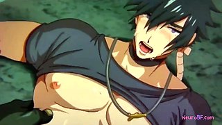 Warrior gets wrecked in raw anal sex by the whole horny pack