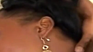 Slutty Black Pussy Hard Fucked by Two Big Black Cocks in a Black on Black Threesome