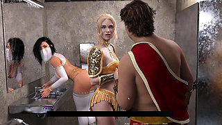 Big Cock Guy Fucking Two Girls In Toilet And Creampies Threesome Sex