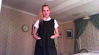 Cute tattooed milf makes solo striptease porn
