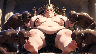 SSBBW Queen Body Worship - Slaves Licking Her Entire Body to Orgasm