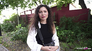 GERMAN SCOUT - Fit Bartender Helina Dream Pick Up for no condom Casting Fuck