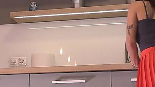 Hot Brunette Beautiful Petite Wife Takes off Her Panties to Flash Her Tight Pussy and Piercing with Her Naked Ass